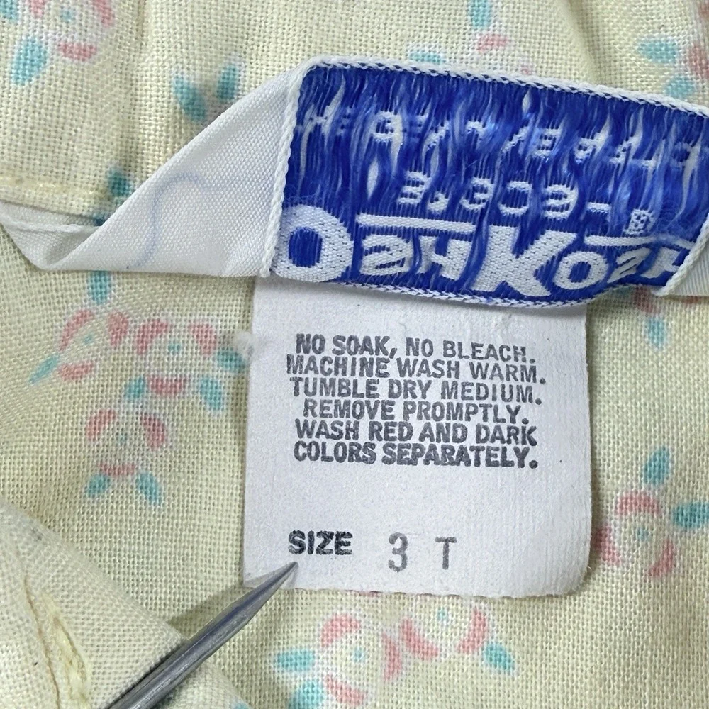Vintage OshKosh B'Gosh Skirtall Overall Dress 3T Floral USA Matching‎ Set 90s
